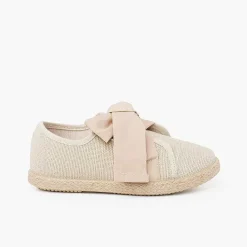 Pisamonas Espadrilles>Linen Trainers With Bow And Jute Band