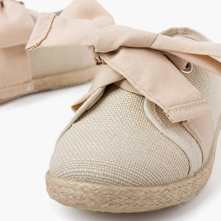 Pisamonas Espadrilles>Linen Trainers With Bow And Jute Band