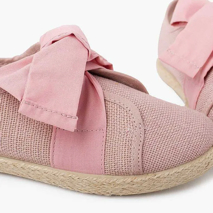 Pisamonas Espadrilles>Linen Trainers With Bow And Jute Band