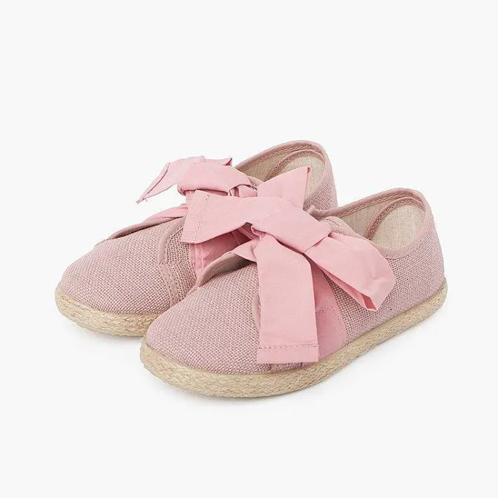 Pisamonas Espadrilles>Linen Trainers With Bow And Jute Band