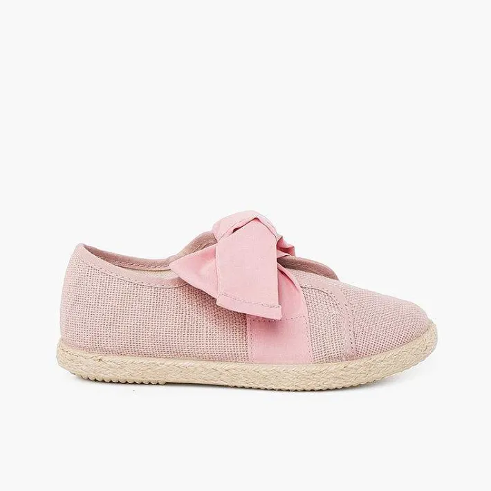 Pisamonas Espadrilles>Linen Trainers With Bow And Jute Band