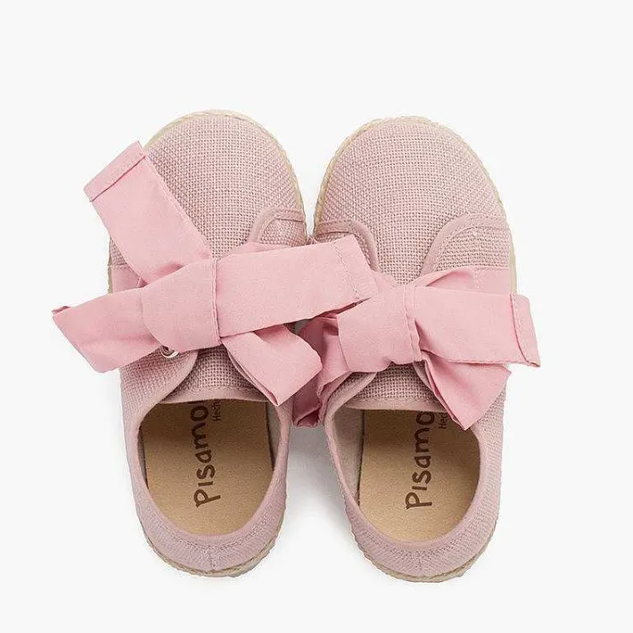 Pisamonas Espadrilles>Linen Trainers With Bow And Jute Band