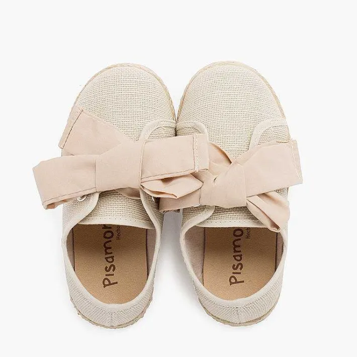 Pisamonas Espadrilles>Linen Trainers With Bow And Jute Band