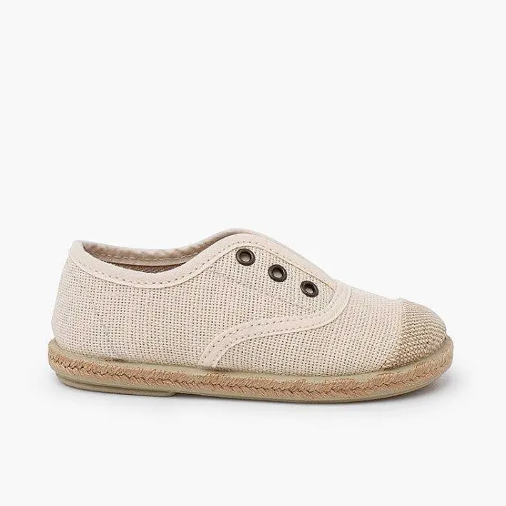 Pisamonas Espadrilles>Linen Trainers Without Laces Jute Toecap