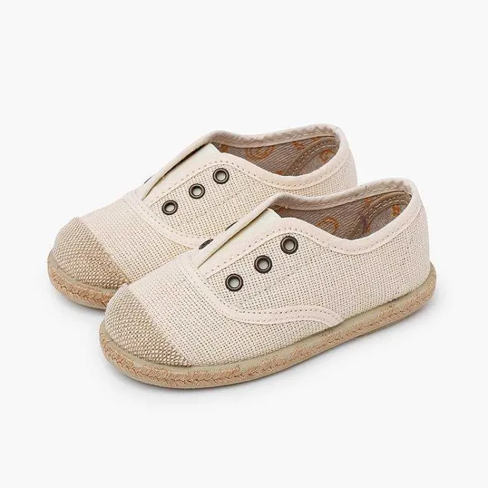 Pisamonas Espadrilles>Linen Trainers Without Laces Jute Toecap