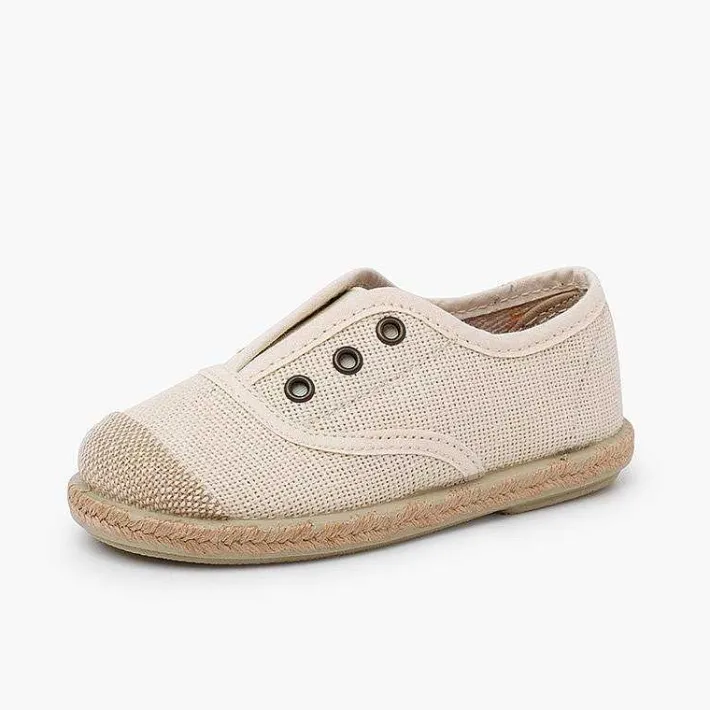 Pisamonas Espadrilles>Linen Trainers Without Laces Jute Toecap