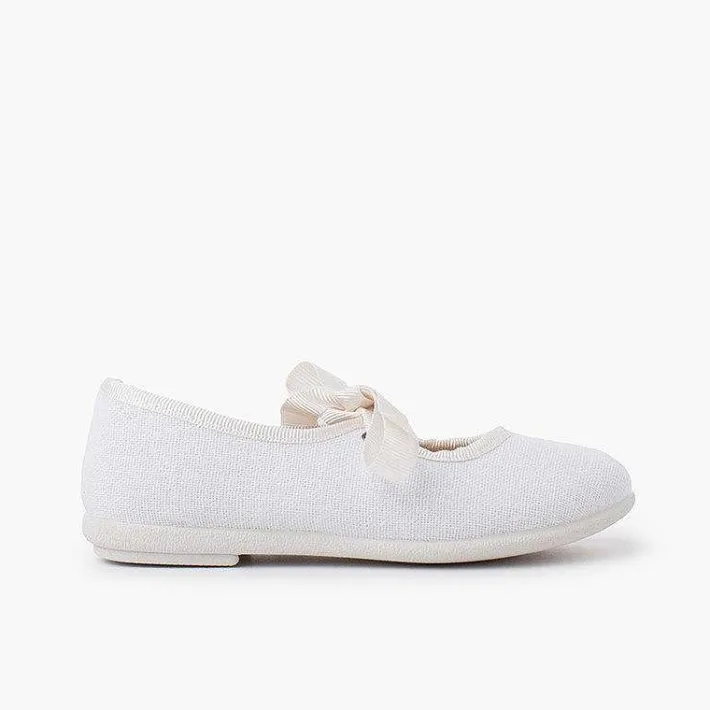 Pisamonas Mary Janes>Linen Type Mary Janes With Bow-Tie