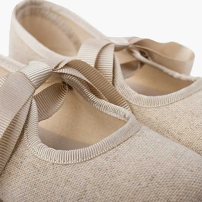 Pisamonas Mary Janes>Linen Type Mary Janes With Bow-Tie