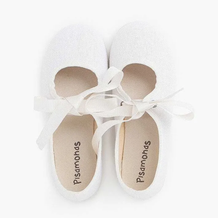 Pisamonas Mary Janes>Linen Type Mary Janes With Bow-Tie