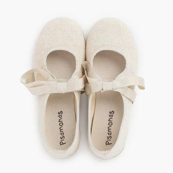 Pisamonas Mary Janes>Linen Type Mary Janes With Bow-Tie