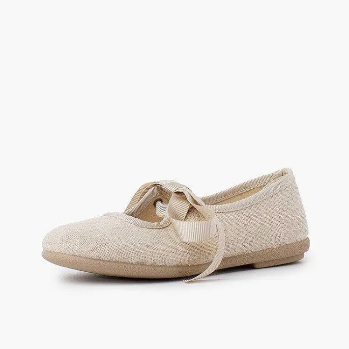 Pisamonas Mary Janes>Linen Type Mary Janes With Bow-Tie