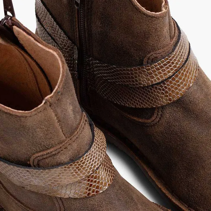 Pisamonas Boots>Low Boots With Snakeskin Trim