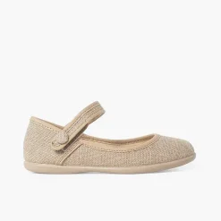 Pisamonas Mary Janes>Low-Cut Mary Janes With Button Detail And Riptape