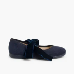 Pisamonas Mary Janes>Mary Janes With A Velvet Bow For Girls