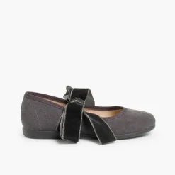 Pisamonas Mary Janes>Mary Janes With A Velvet Bow For Girls