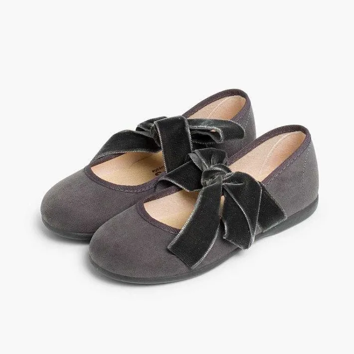 Pisamonas Mary Janes>Mary Janes With A Velvet Bow For Girls