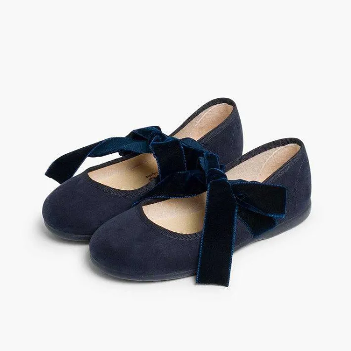 Pisamonas Mary Janes>Mary Janes With A Velvet Bow For Girls