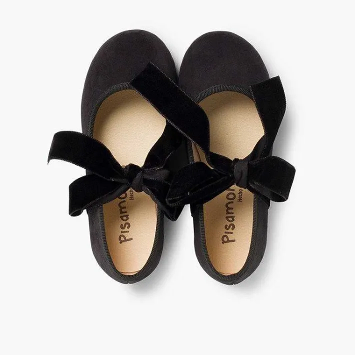 Pisamonas Mary Janes>Mary Janes With A Velvet Bow For Girls