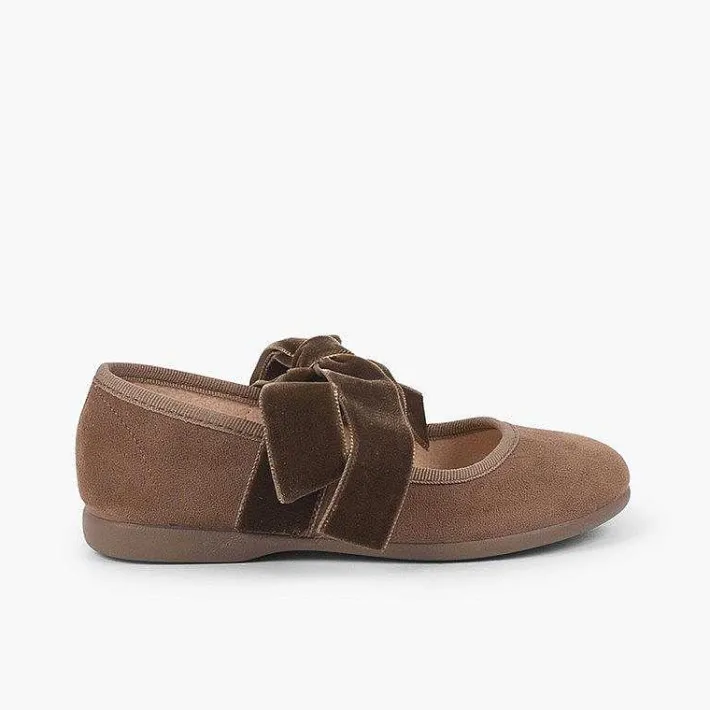 Pisamonas Mary Janes>Mary Janes With A Velvet Bow For Girls