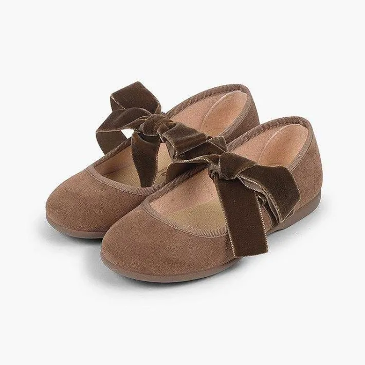 Pisamonas Mary Janes>Mary Janes With A Velvet Bow For Girls