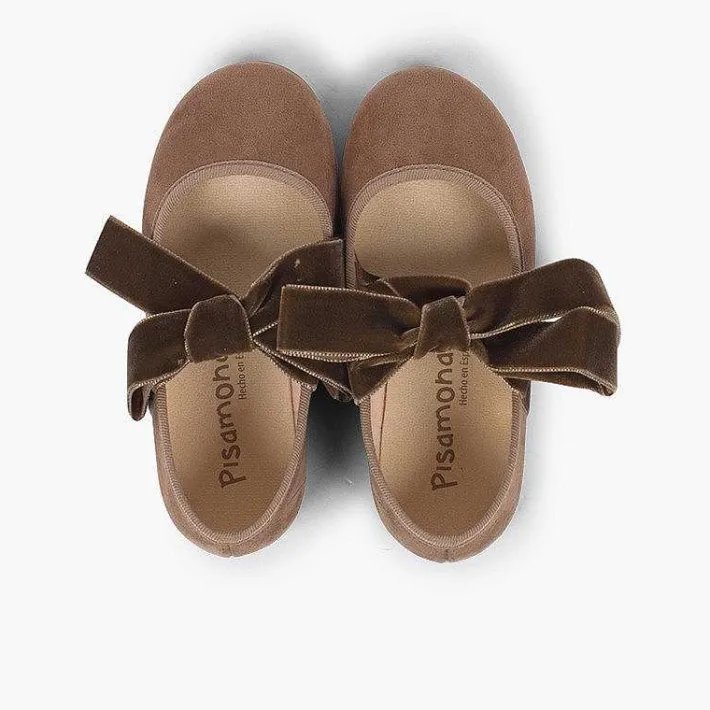 Pisamonas Mary Janes>Mary Janes With A Velvet Bow For Girls
