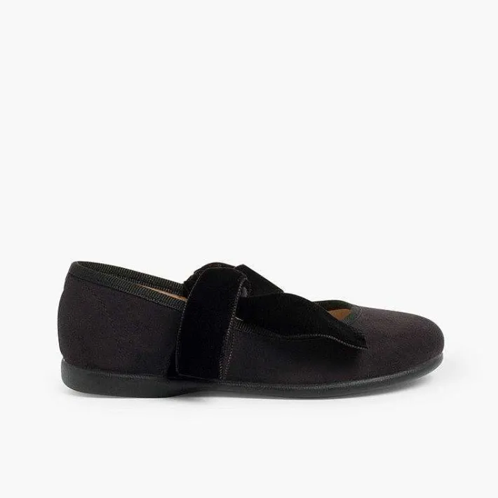Pisamonas Mary Janes>Mary Janes With A Velvet Bow For Girls