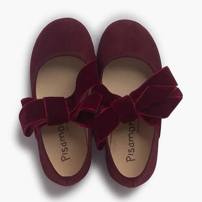 Pisamonas Mary Janes>Mary Janes With A Velvet Bow For Girls