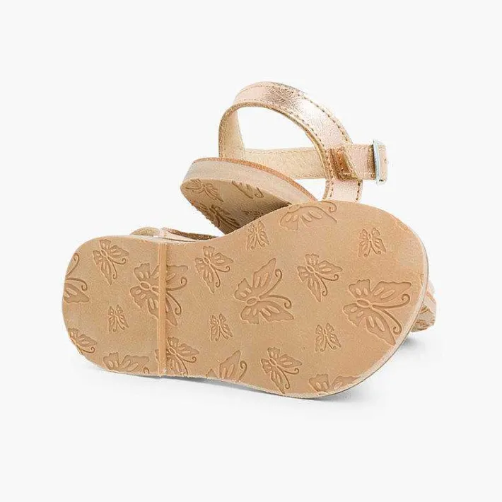 Pisamonas Sandals>Metallic Flat Leather Sandals