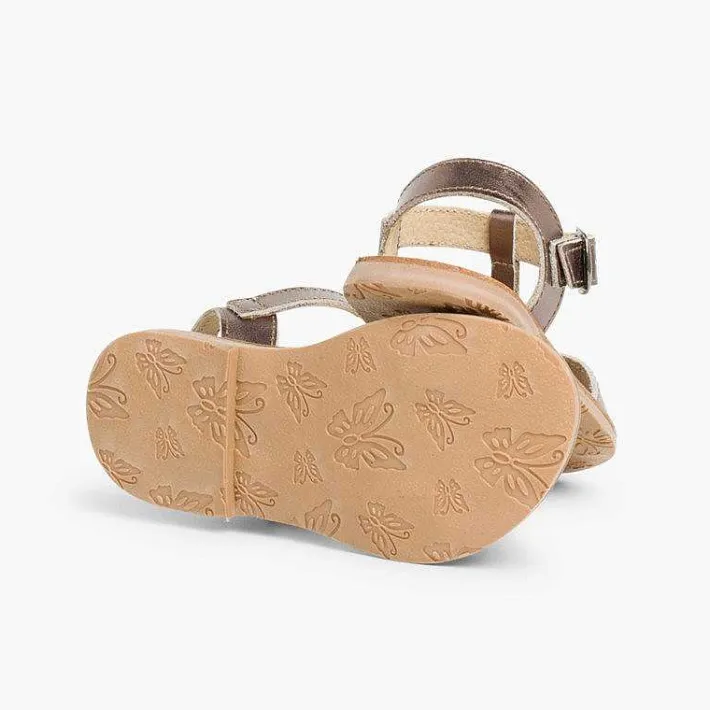 Pisamonas Sandals>Metallic Flat Leather Sandals