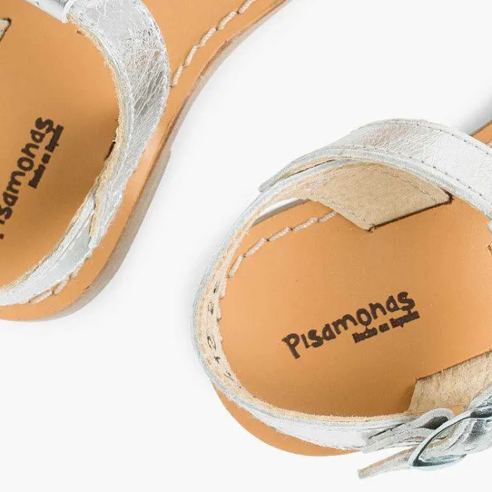 Pisamonas Sandals>Metallic Flat Leather Sandals
