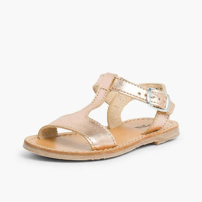 Pisamonas Sandals>Metallic Flat Leather Sandals