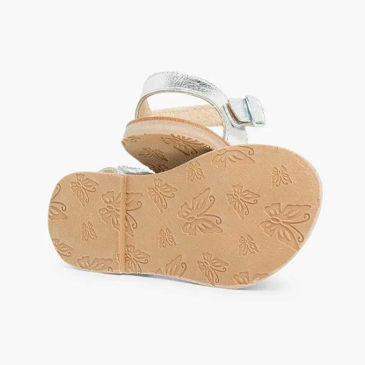 Pisamonas Sandals>Metallic Flat Leather Sandals