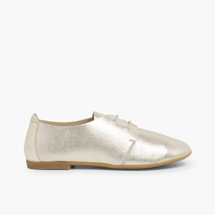 Pisamonas Brogues And Bluchers>Metallic Leather Girls' Bluchers