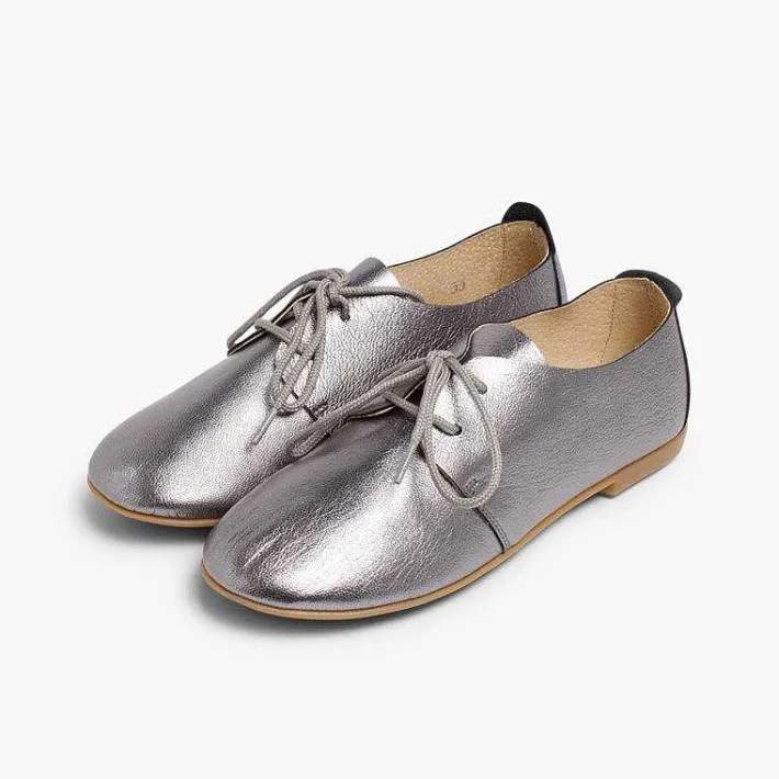 Pisamonas Brogues And Bluchers>Metallic Leather Girls' Bluchers