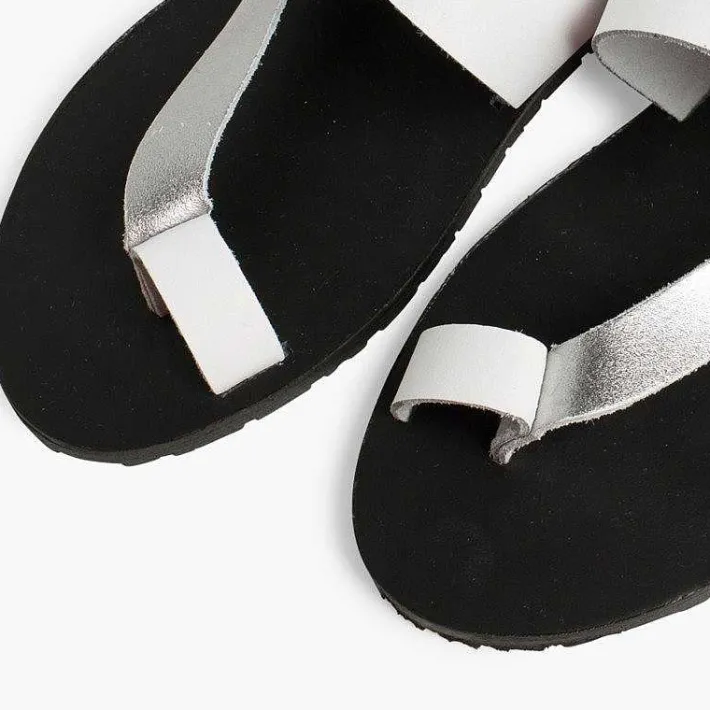 Pisamonas Sandals>Metallic Leather Toe Post Sandal