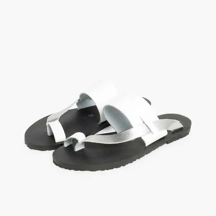 Pisamonas Sandals>Metallic Leather Toe Post Sandal