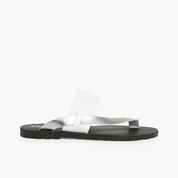 Pisamonas Sandals>Metallic Leather Toe Post Sandal