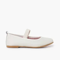Pisamonas Communion Shoes>Nappa Ceremony Ballet Pumps With Elastic Strap