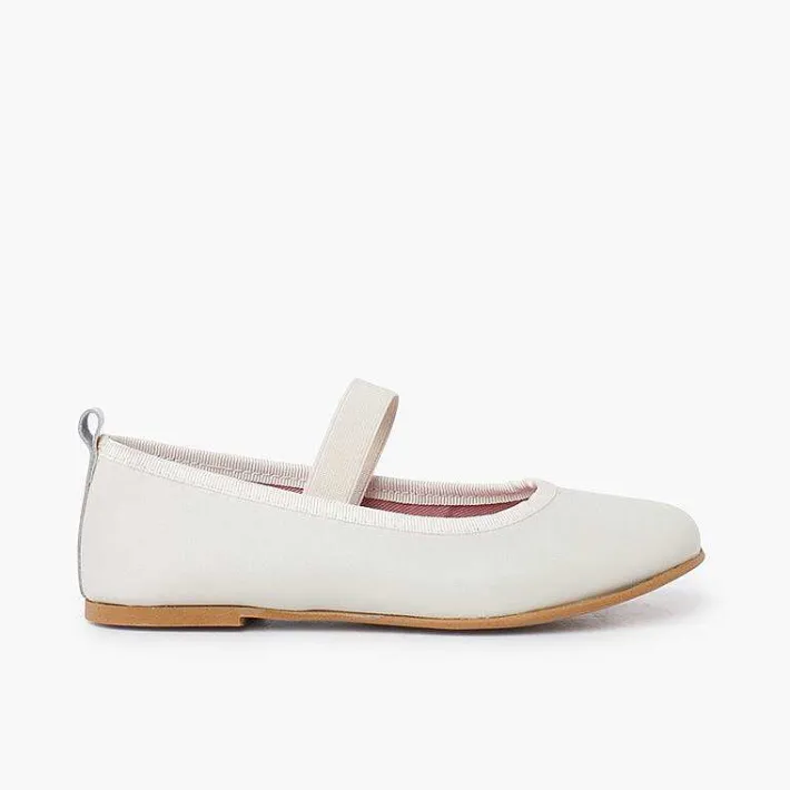 Pisamonas Communion Shoes>Nappa Ceremony Ballet Pumps With Elastic Strap