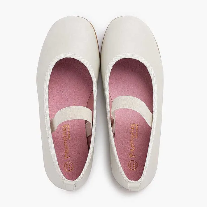 Pisamonas Communion Shoes>Nappa Ceremony Ballet Pumps With Elastic Strap