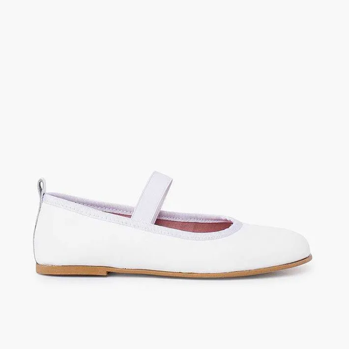 Pisamonas Communion Shoes>Nappa Ceremony Ballet Pumps With Elastic Strap