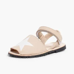 Pisamonas Avarcas Menorcan Sandals>Nubuck Menorcan Sandals With Stars And Loop Fasteners