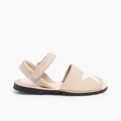 Pisamonas Avarcas Menorcan Sandals>Nubuck Menorcan Sandals With Stars And Loop Fasteners