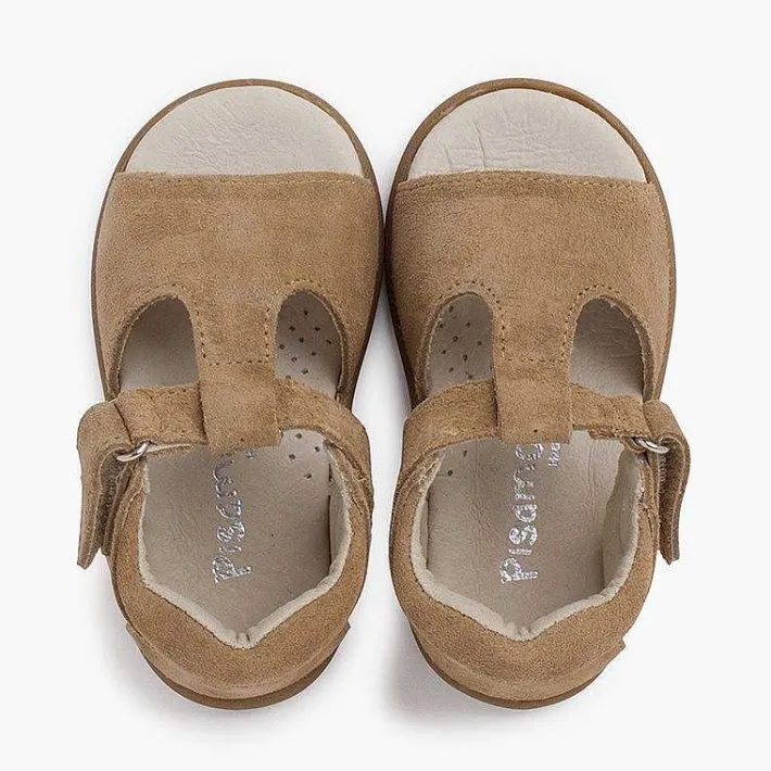 Pisamonas Sandals>Open T-Bar Sandal With Soft Heel Colour Beige