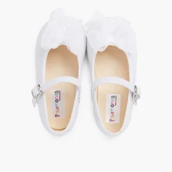 Pisamonas Mary Janes>Organza Bow Buckle Linen Mary Janes