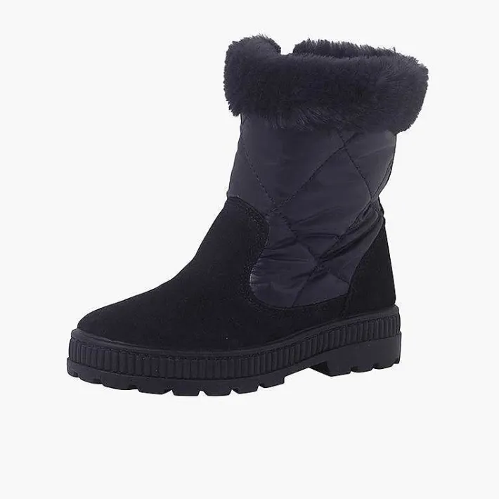 Pisamonas Boots>Padded Fur Collar Boots Colour Navy Blue