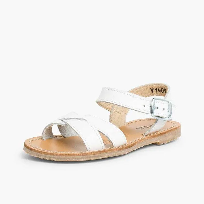 Pisamonas Sandals>Plain Crossed Strap Flat Sandals