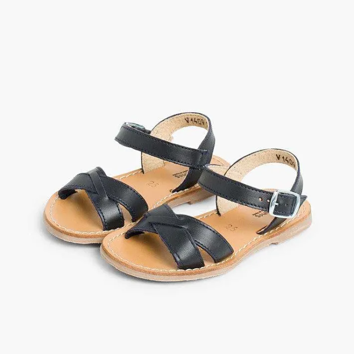 Pisamonas Sandals>Plain Crossed Strap Flat Sandals