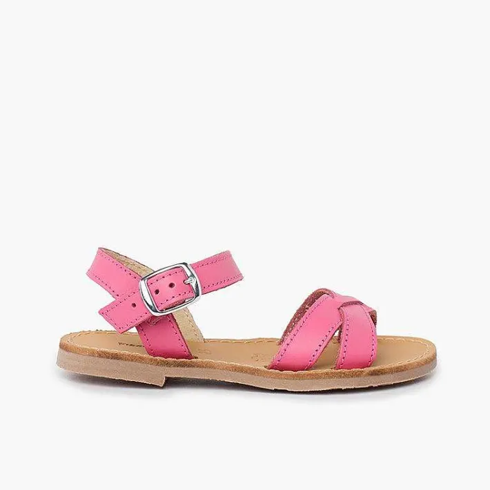 Pisamonas Sandals>Plain Crossed Strap Flat Sandals