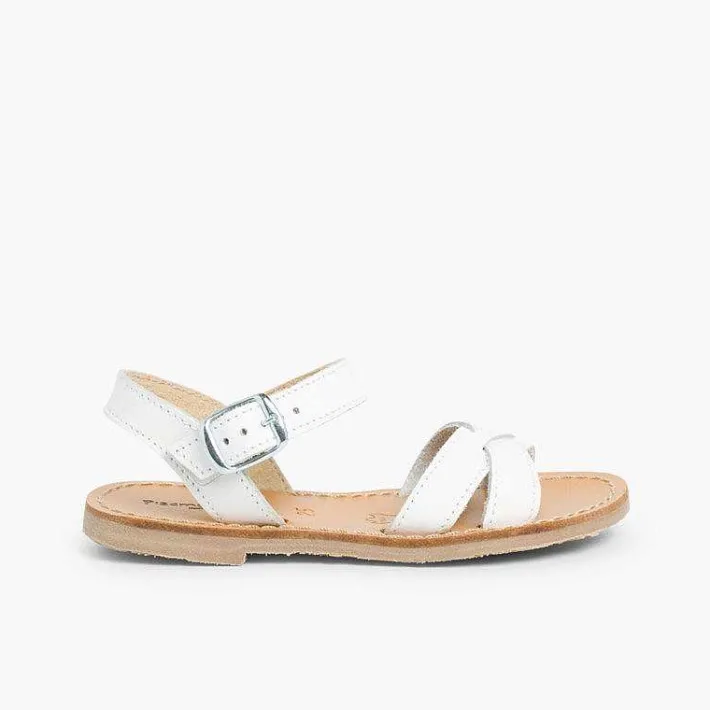 Pisamonas Sandals>Plain Crossed Strap Flat Sandals